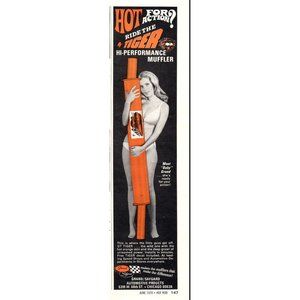 1970 Grand Safegard Tiger Muffler Vintage Print Ad Blonde Bikini Wall Art Photo